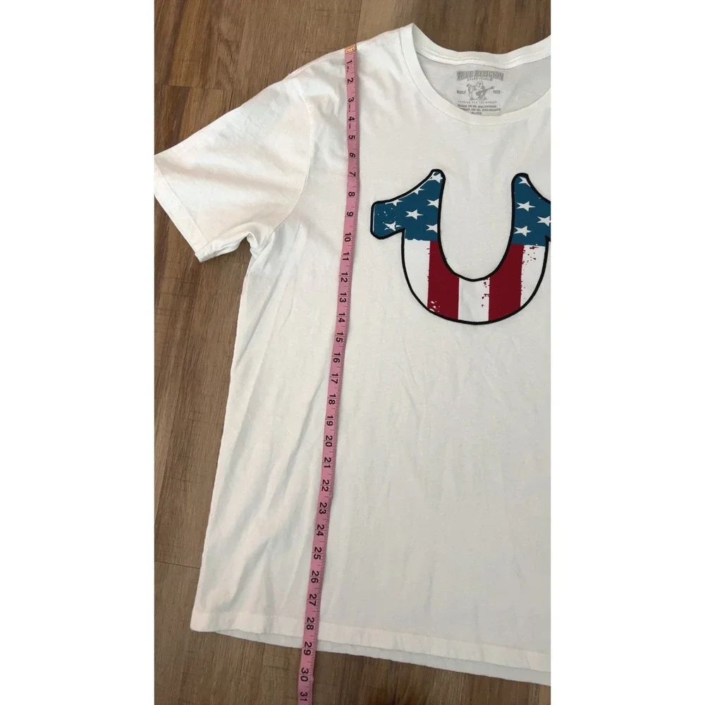 True Religion Men's Patriot U Horseshoe Logo Tee T-Shirt in White SZ: XL